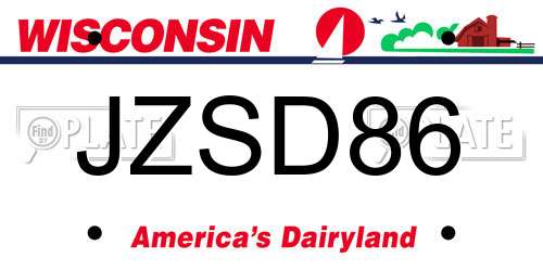 JZSD86 Wisconsin License Plate