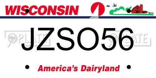 JZSO56 Wisconsin License Plate