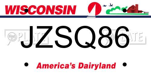 JZSQ86 Wisconsin License Plate