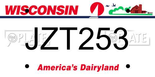 JZT253 Wisconsin License Plate