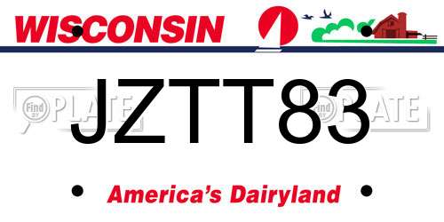 JZTT83 Wisconsin License Plate