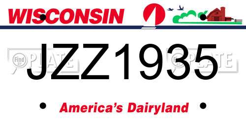JZZ1935 Wisconsin License Plate