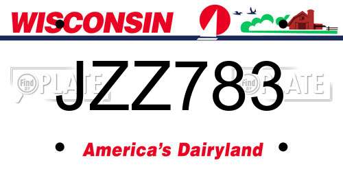 JZZ783 Wisconsin License Plate