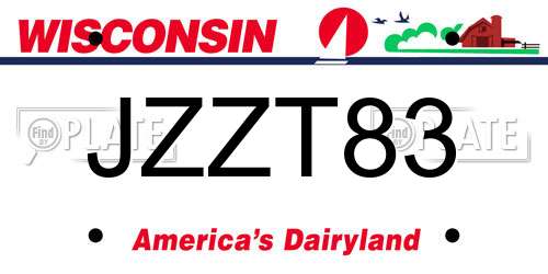 JZZT83 Wisconsin License Plate