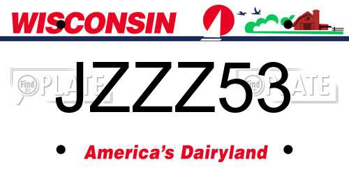 JZZZ53 Wisconsin License Plate