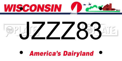 JZZZ83 Wisconsin License Plate