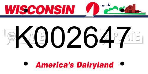 K002647 Wisconsin License Plate