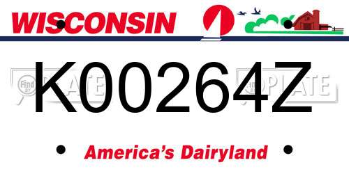 K00264Z Wisconsin License Plate