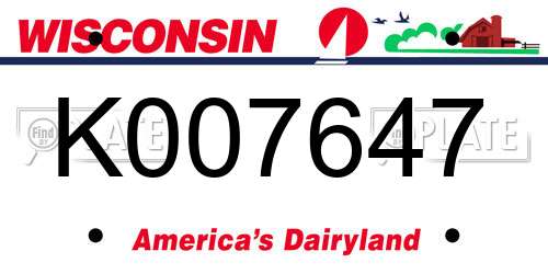 K007647 Wisconsin License Plate