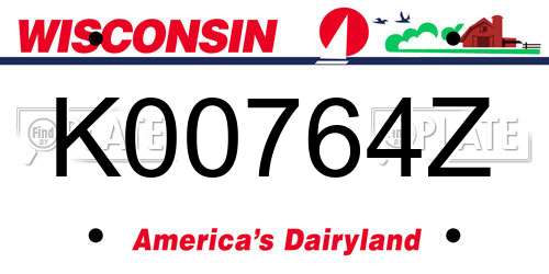 K00764Z Wisconsin License Plate