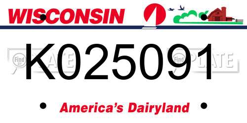 K025091 Wisconsin License Plate