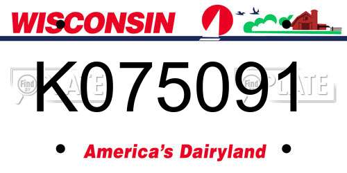 K075091 Wisconsin License Plate