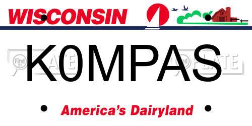 K0MPAS Wisconsin License Plate
