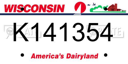 K141354 Wisconsin License Plate