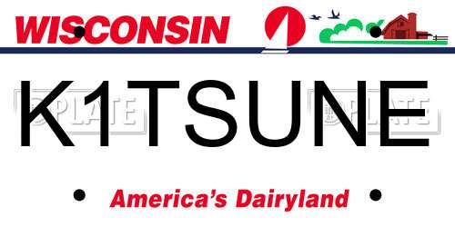 K1TSUNE Wisconsin License Plate