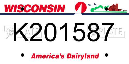 K201587 Wisconsin License Plate