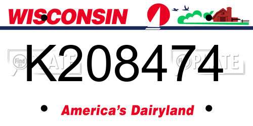 K208474 Wisconsin License Plate