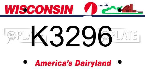 K3296 Wisconsin License Plate