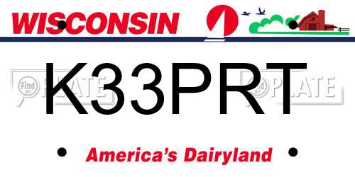 K33PRT Wisconsin License Plate