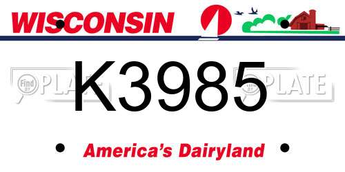 K3985 Wisconsin License Plate