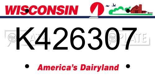 K426307 Wisconsin License Plate