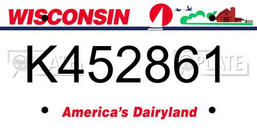 K452861 Wisconsin License Plate