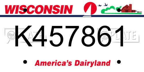 K457861 Wisconsin License Plate