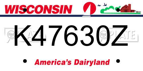 K47630Z Wisconsin License Plate