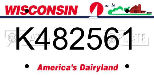 K482561 Wisconsin License Plate