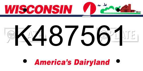 K487561 Wisconsin License Plate