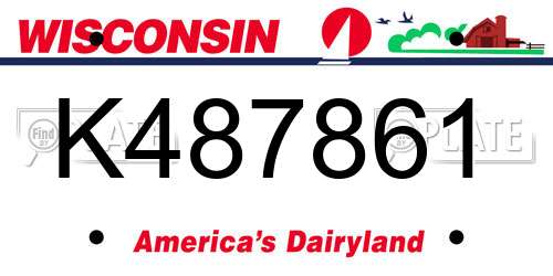 K487861 Wisconsin License Plate