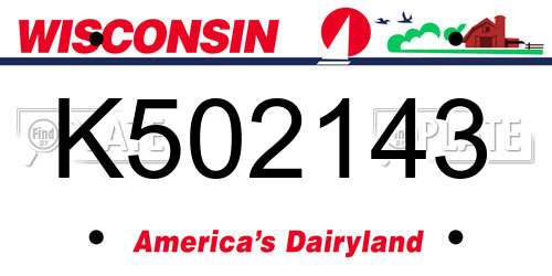 K502143 Wisconsin License Plate
