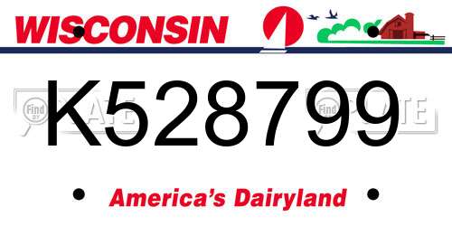 K528799 Wisconsin License Plate