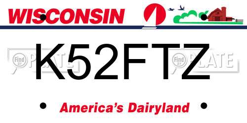 K52FTZ Wisconsin License Plate