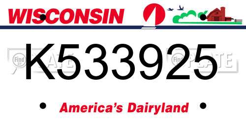 K533925 Wisconsin License Plate