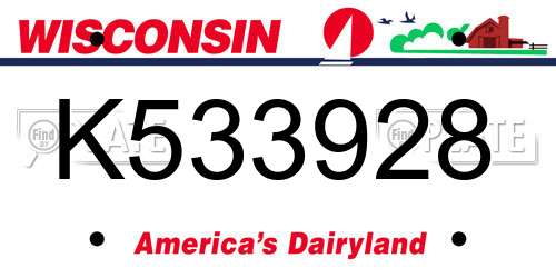 K533928 Wisconsin License Plate