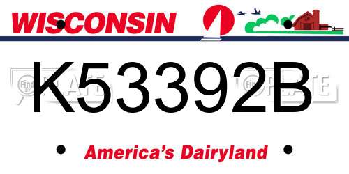 K53392B Wisconsin License Plate