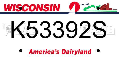 K53392S Wisconsin License Plate