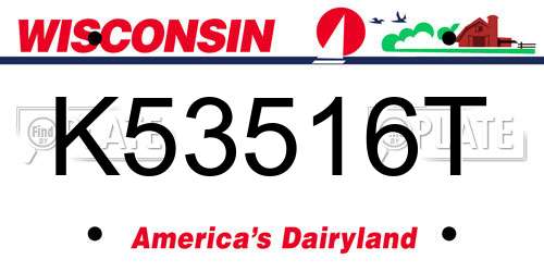 K53516T Wisconsin License Plate