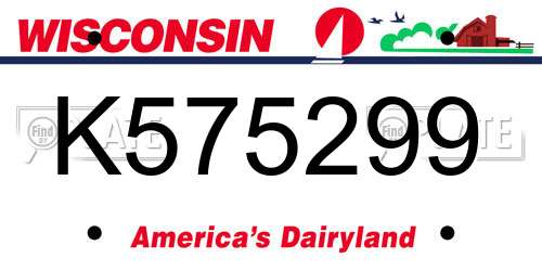 K575299 Wisconsin License Plate