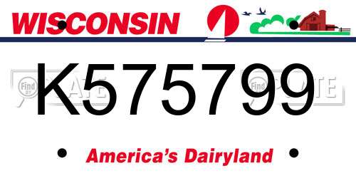 K575799 Wisconsin License Plate