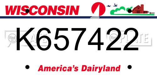 K657422 Wisconsin License Plate