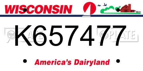 K657477 Wisconsin License Plate