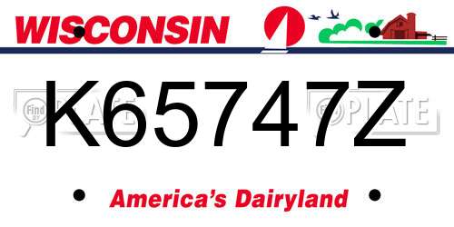 K65747Z Wisconsin License Plate
