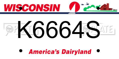 K6664S Wisconsin License Plate