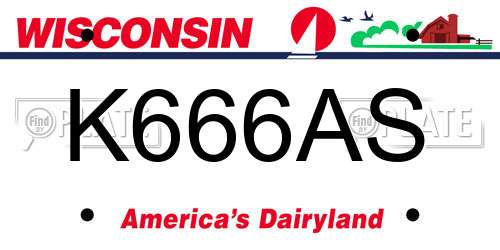 K666AS Wisconsin License Plate