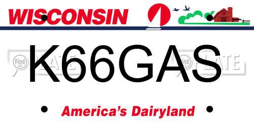 K66GAS Wisconsin License Plate
