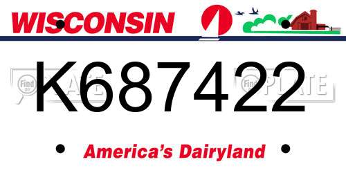 K687422 Wisconsin License Plate