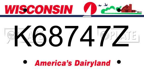 K68747Z Wisconsin License Plate