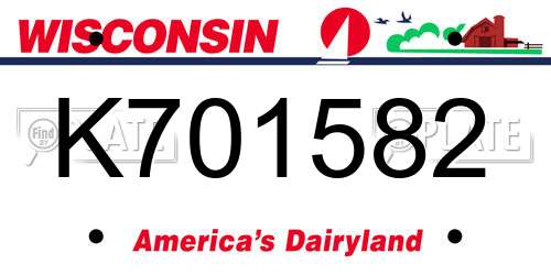 K701582 Wisconsin License Plate